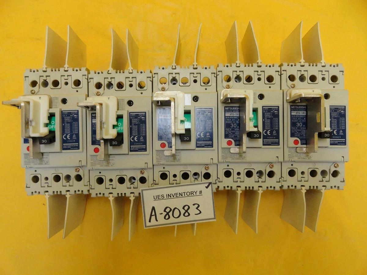 Used Mitsubishi NF50-SWU3 030 Circuit Breaker NF50-SWU Reseller Lot of 5 Used Working