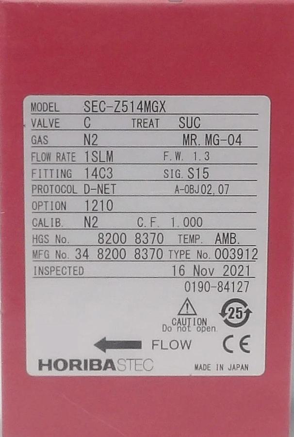 Horiba STEC SEC-Z514MGX Mass Flow Controller MFC AMAT 0190-87527 New Surplus