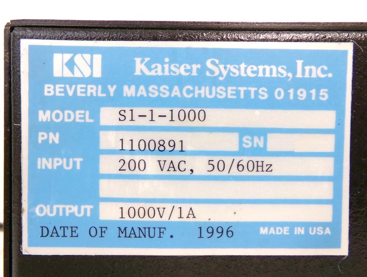 Refurbished KSI Kaiser Systems 1100891 DC Power Supply S1-1-1000 Refurbished