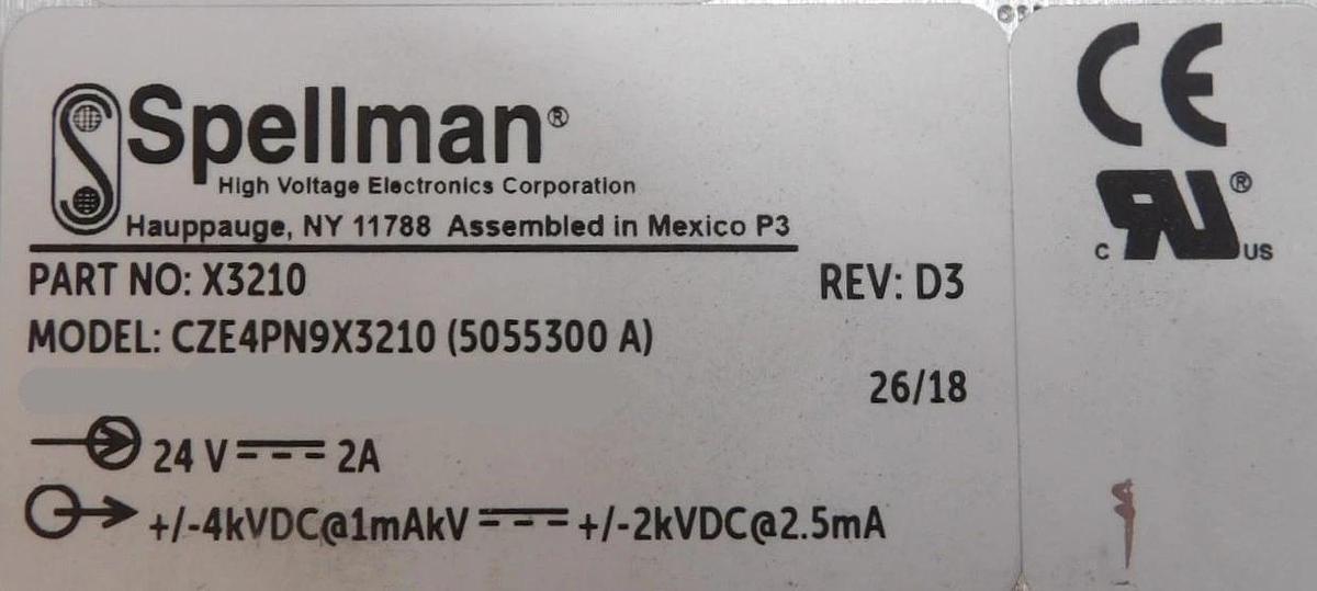 Used Spellman X3210 High Voltage Power Supply CZE4PN9X3210 AB Sciex Lot of 2 Working