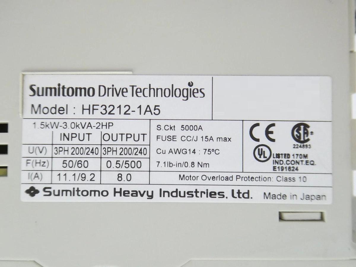 Used Sumitomo Technologies HF3212-1A5 Inverter Speed Controller HF-320α Working