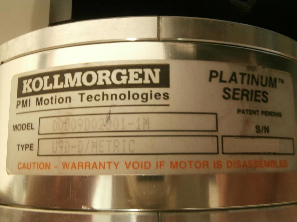 Used Kollmorgen 00D09D02001-1M Servo Motor with Gearhead PG60-005 Nordiko 9550 Used