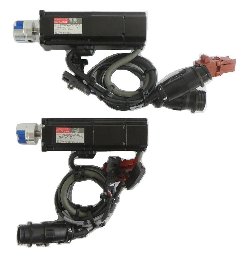 Used Sanyo Denki P30B04010PCKST AC Servo Motor BL Super P3 Lot of 2 Working Surplus