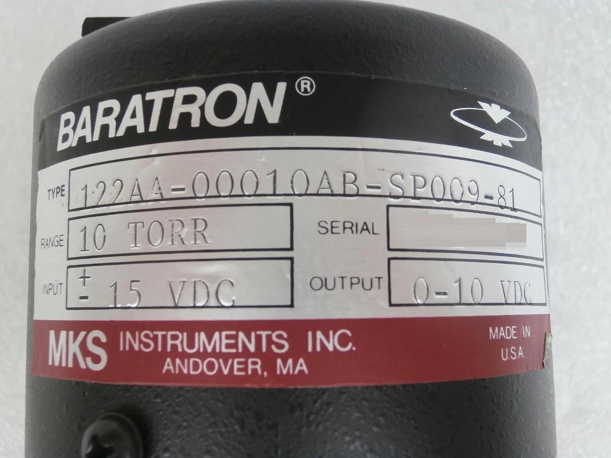 Used MKS Instruments 122AA-00010AB-SP009-81 Baratron Pressure Transducer Working