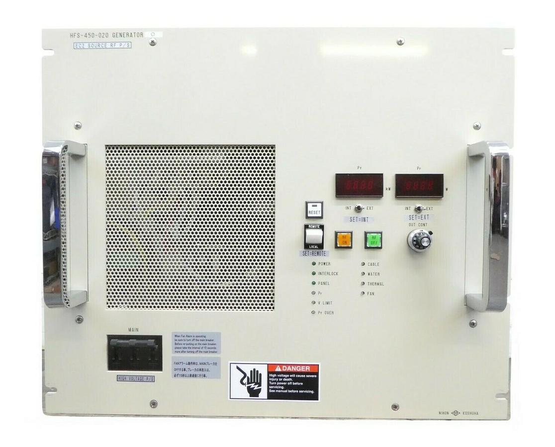 Used Nihon Koshuha HFS-450-020-H1 2kW RF Generator Hitachi MU-712E Working Surplus