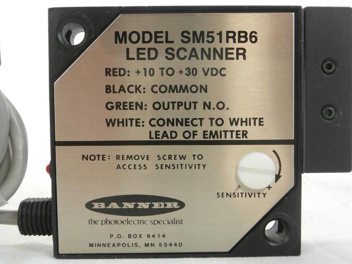 Used Banner SM51RB6 LED Scanner L/H Receiver KLA Instruments 750-657650-01 2132 Used