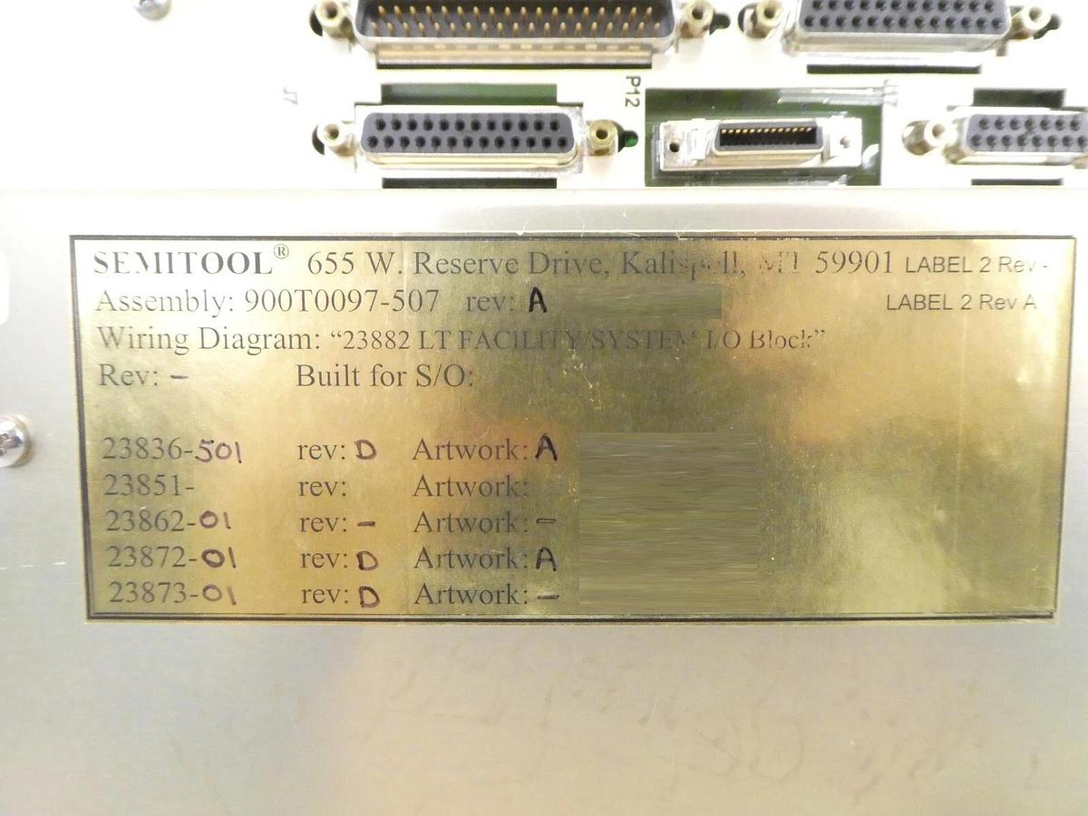 Used Semitool 900T0097-507 23882 LT Facility System I/O Block Unit 23836-501 Working