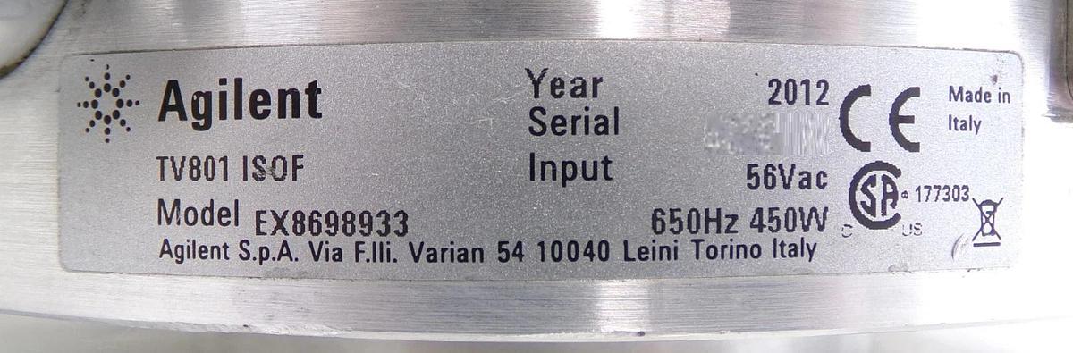 Used TV801 PUMP Varian EX8698933 Turbomolecular Pump Spectrometer Turbo Surplus