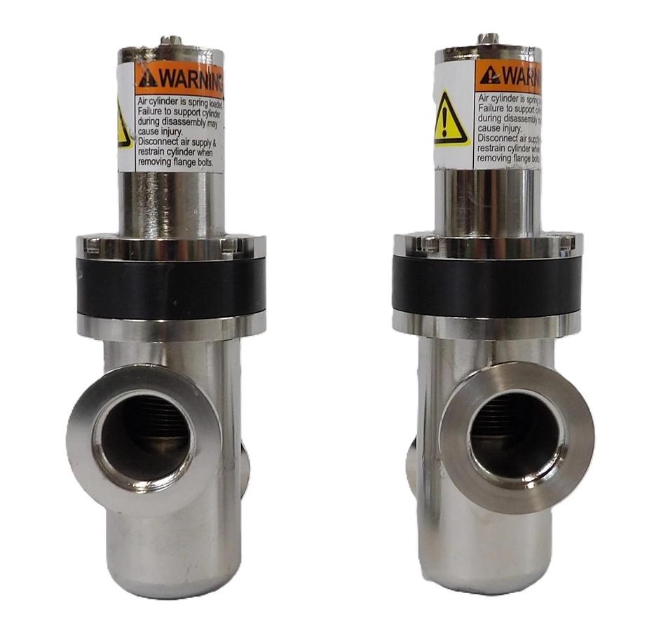 Used Pfeiffer Vacuum 3870-02323 Pneumatic Angle Valve Reseller Lot of 2 Working