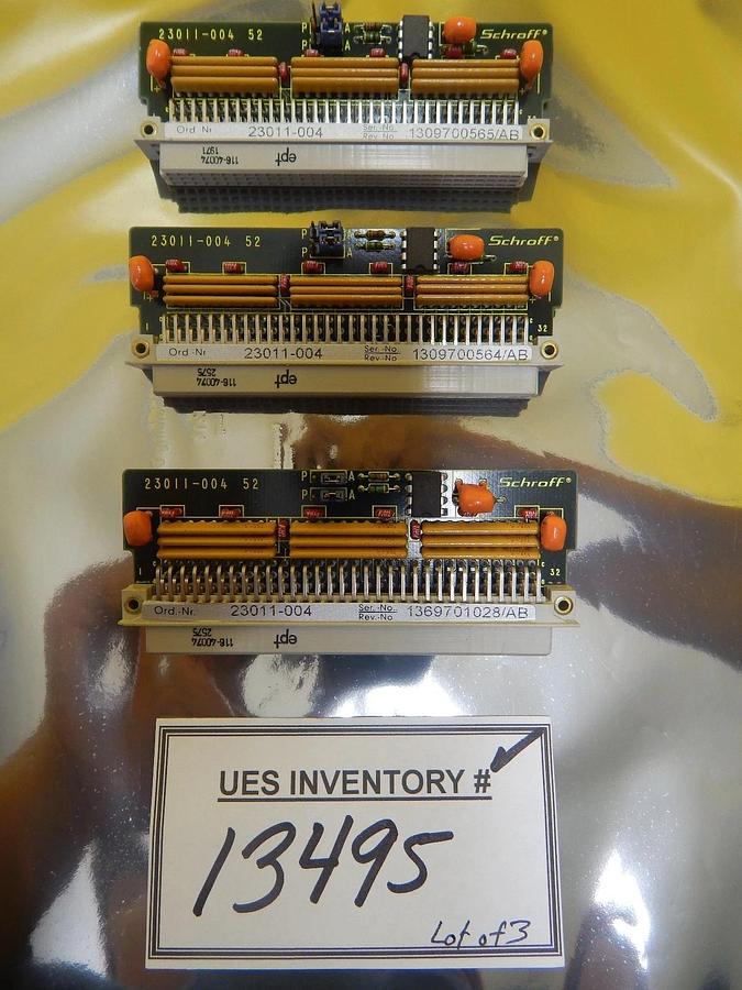 Used Schroff 23011-004 Backplane PCB Assembly Lot of 3 KLA-Tencor 5107 Used Working