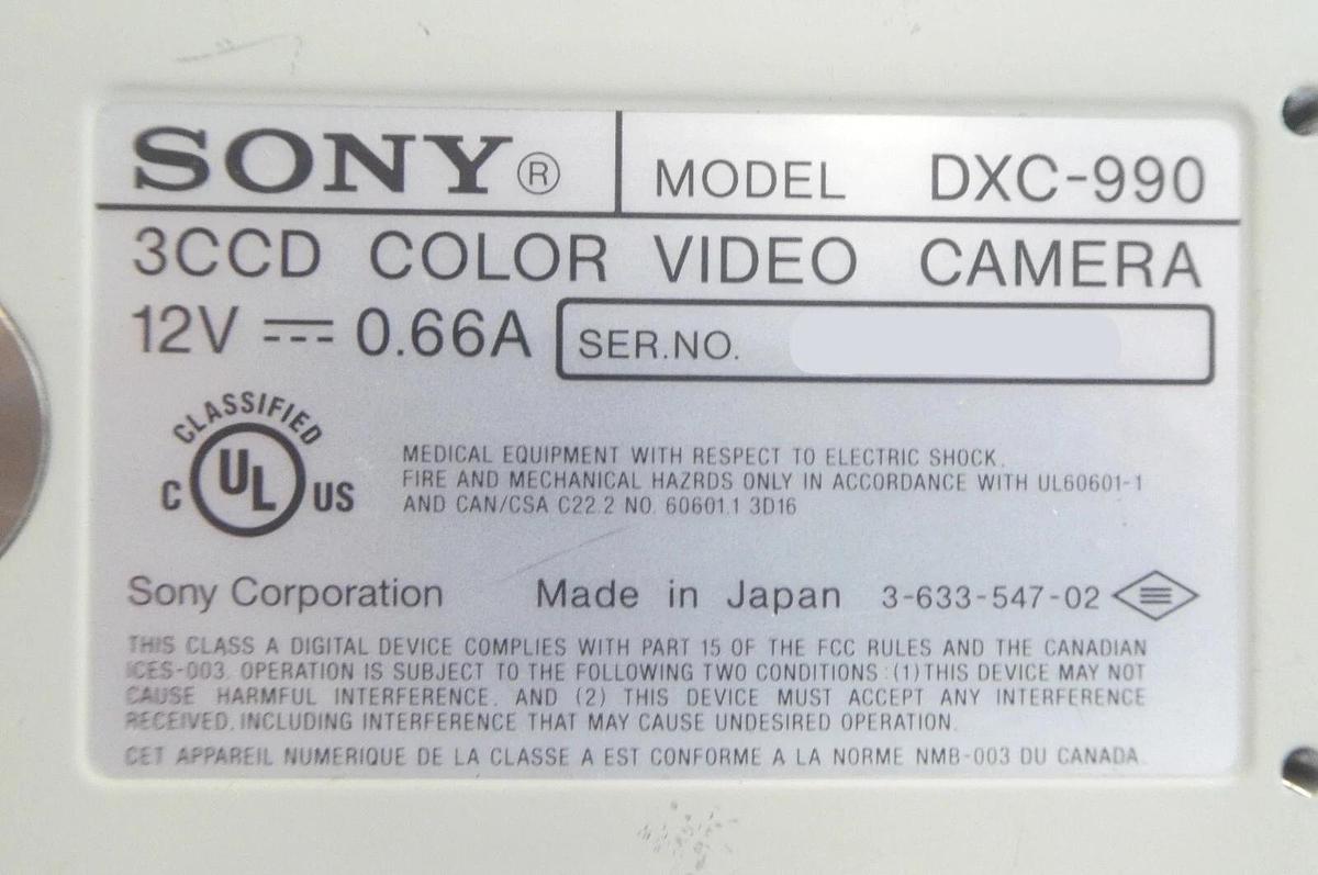 Used Sony DXC-990 3CCD Camera Color ExwaveHAD DSP Inspection w/ 38SFB-0.45xT Working