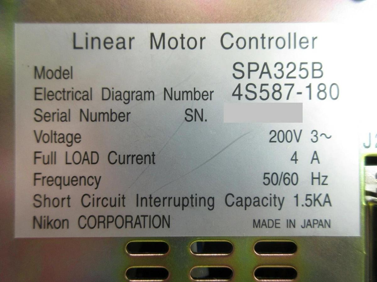 Used Nikon Precision 4S587-180 Linear Motor Controller SPA325B NSR-S204B Working