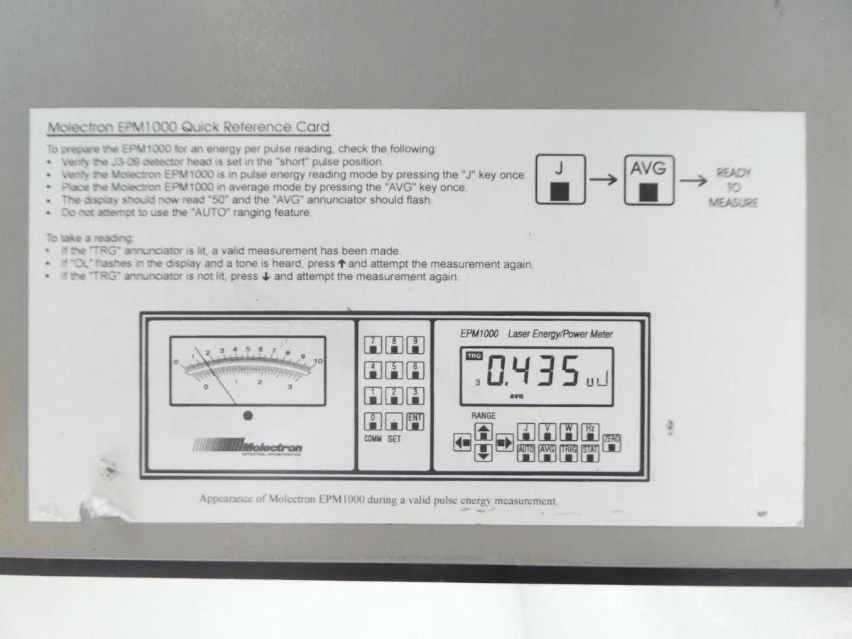 Used Molectron EPM1000 Lab Benchtop Single-Channel Laser Energy Power Meter Working