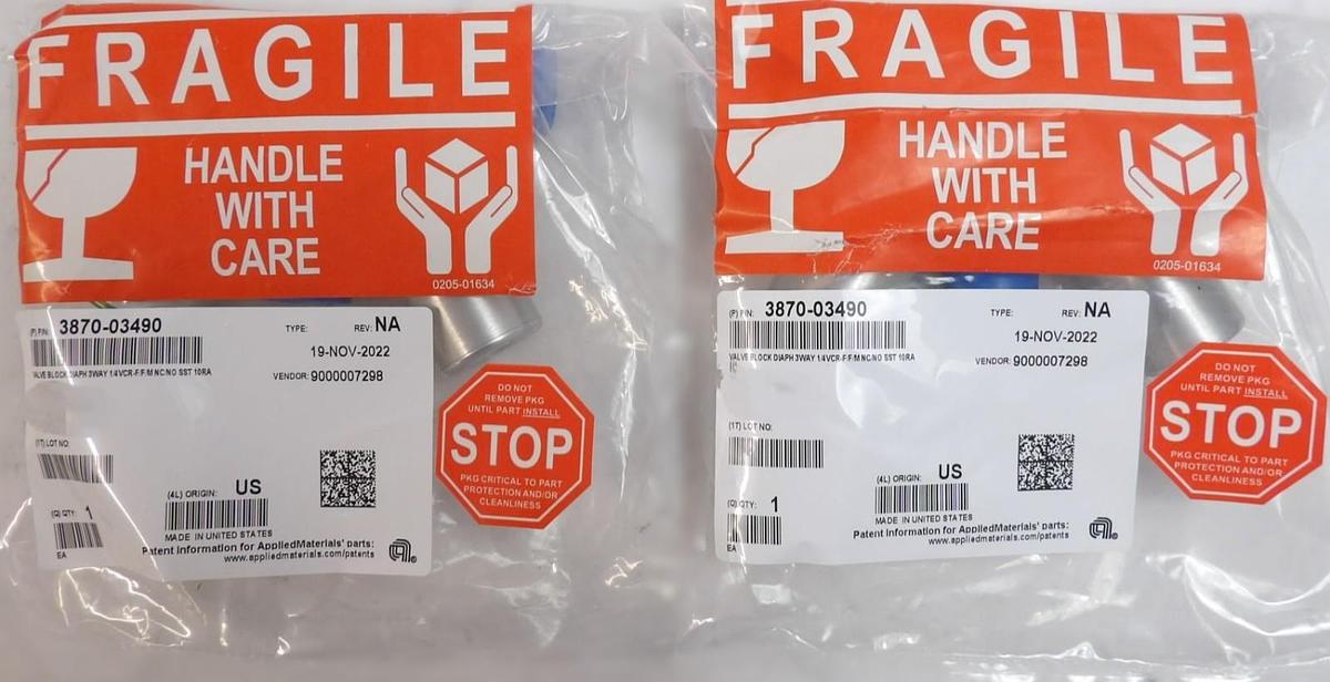 Parker Veriflo 45300319 3-Way Pneumatic Diaphragm Valve Lot of 2 New