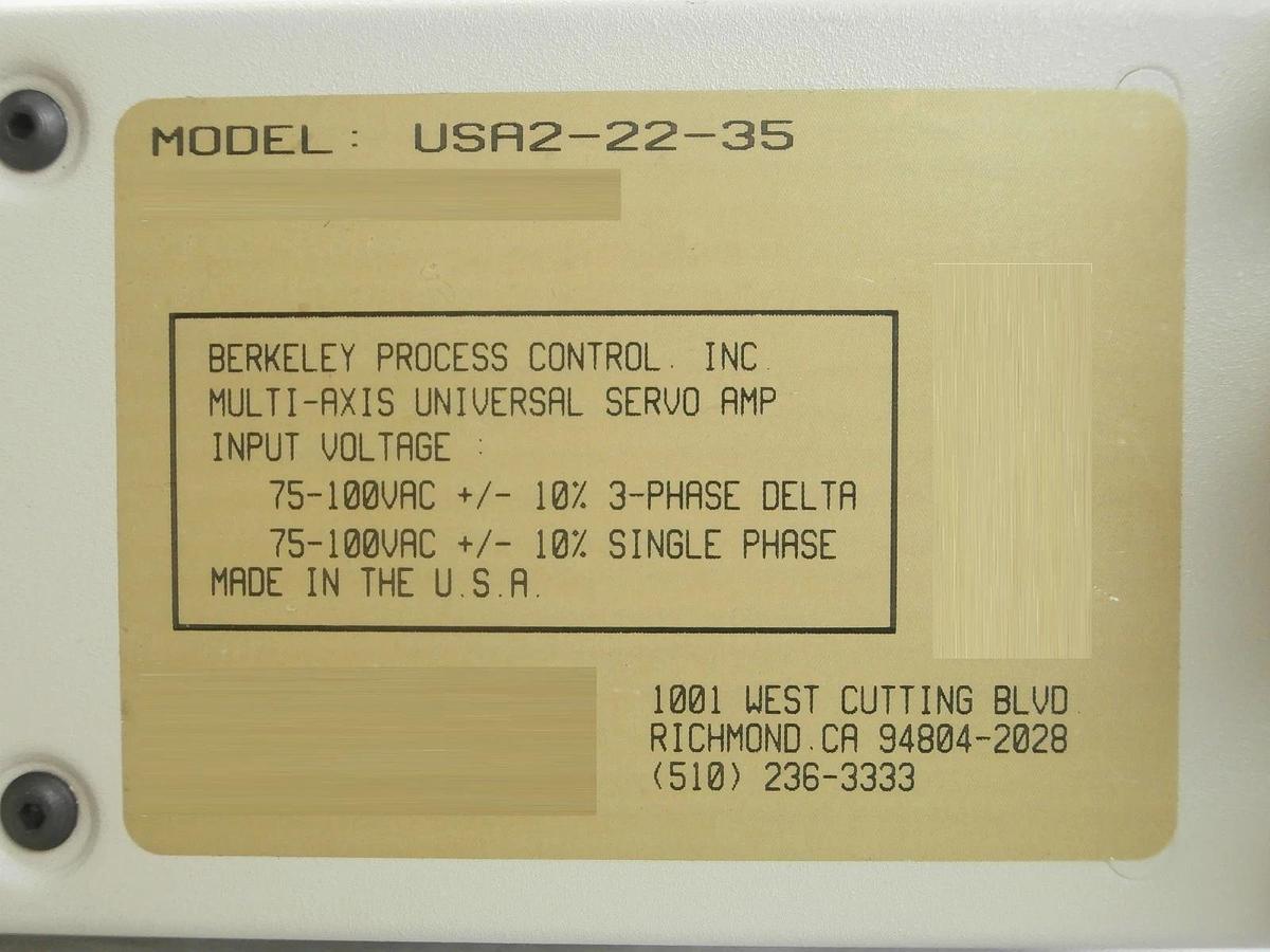 Used Berkeley Process Control USA2-22-35 Multi-Axis Universal Servo Amplifier Working