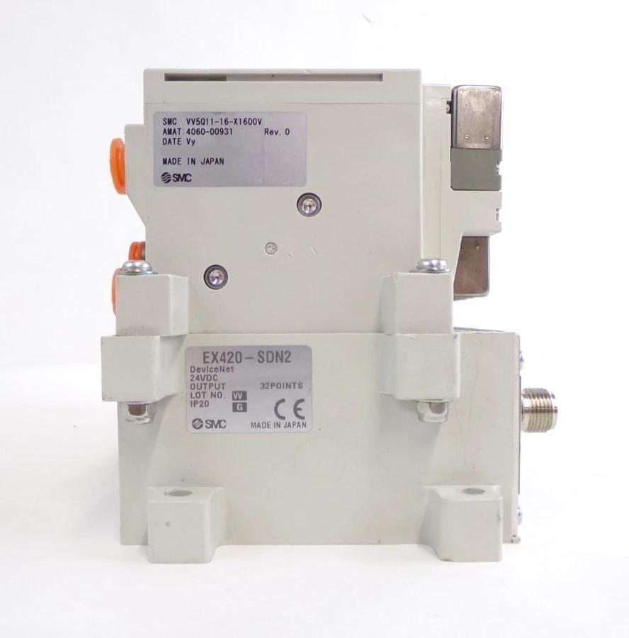Used SMC VV5Q11-16-X1600V 16-Port Manifold EX420-SDN2 AMAT Lot of 2 Working