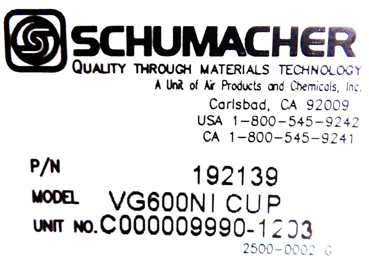 Used Schumacher 192139 Absolute Control VaporGuard W/Power Supply VG600NI CUP Surplus