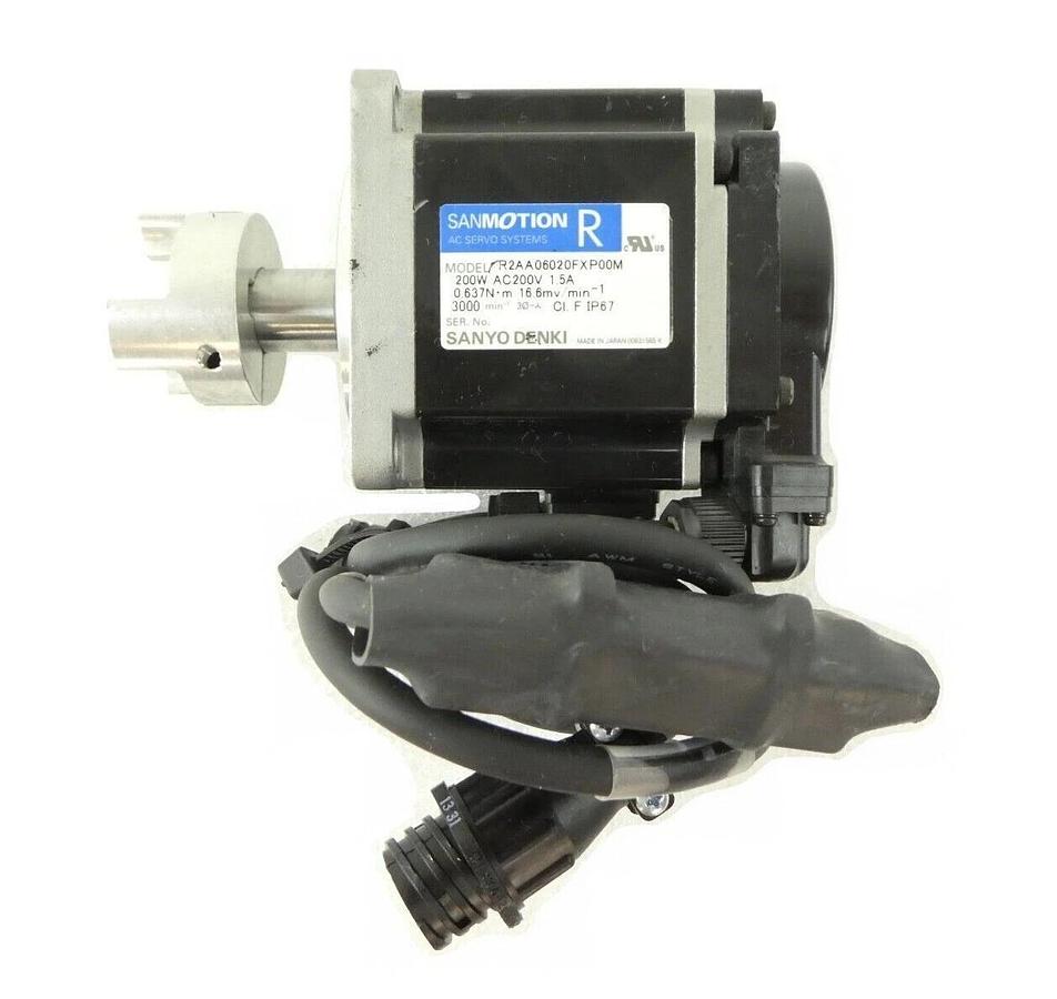 Used Sanyo Denki R2AA06020FXP00M AC Servo Motor SANMOTION R Working Surplus
