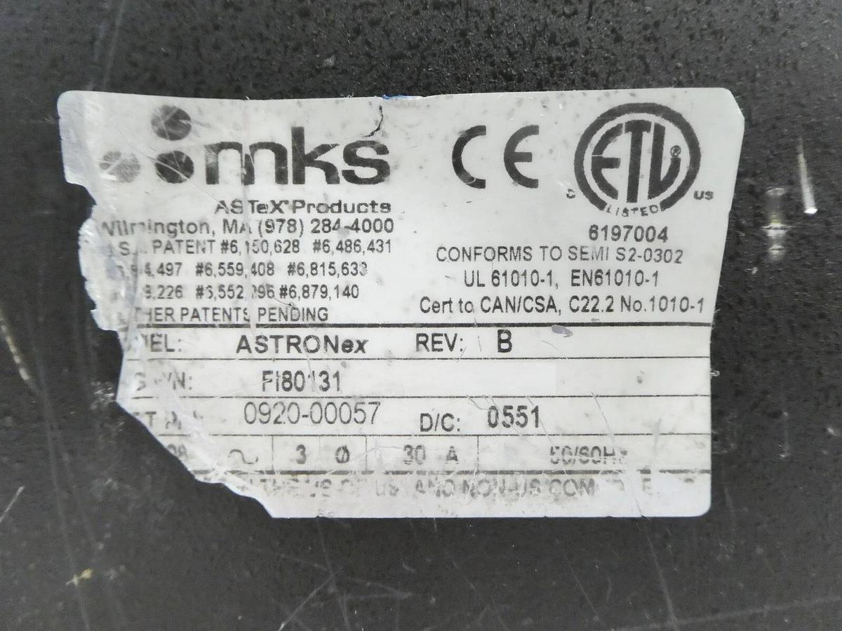 Used ASTRONex MKS Instruments FI80131 Remote Plasma Source AMAT 0920-00057 2131 Hours