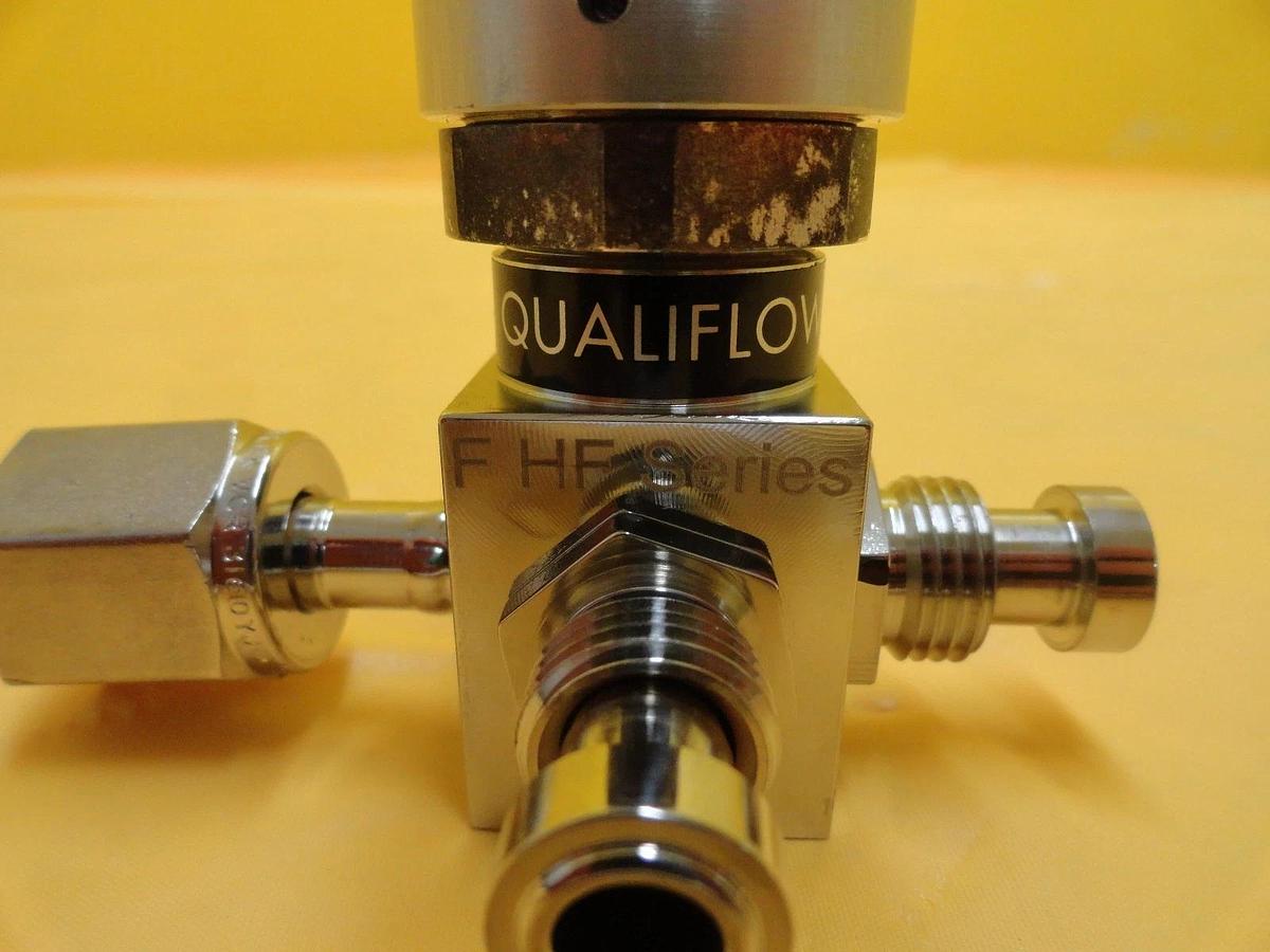 Used Qualiflow 2x10-9atm.cm3/Sec 4-Way Pneumatic Valve F HF Series Lot of 2 Used Work