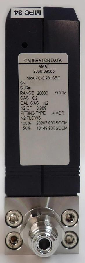 Used Aera FC-D981C Mass Flow Controller MFC 20000 SCCM Lot of 2 Surplus