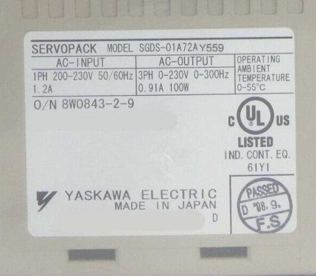 Yaskawa Electric SGDS-01A72AY559 Servo Drive Module SERVOPACK New Surplus