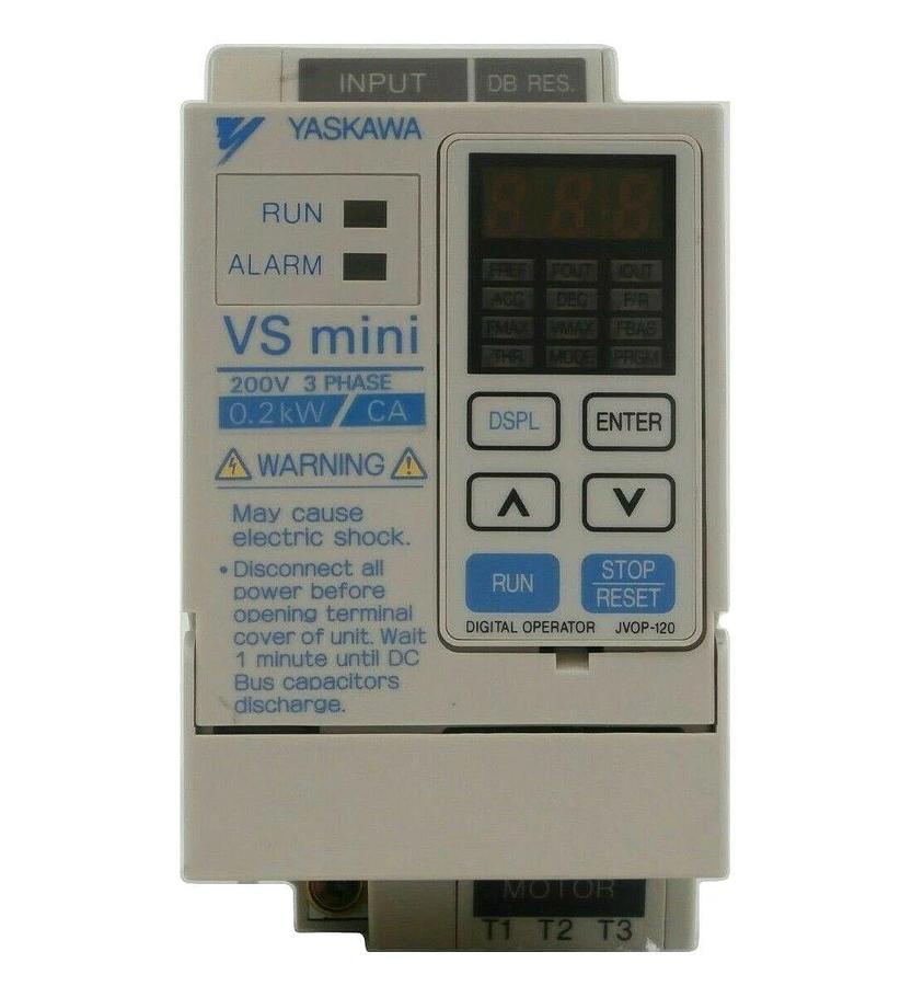 Used Yaskawa CIMR-XCAV20P2 Digital Inverter VS mini JVOP-120 200V 3 Phase 0.2kW Spare