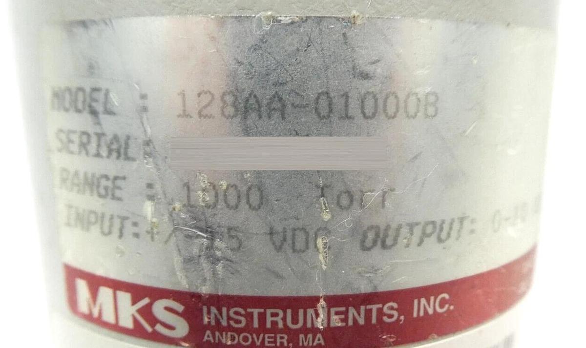 Used MKS Instruments 128AA-01000B Baratron Pressure Transducer Tested Working Surplus