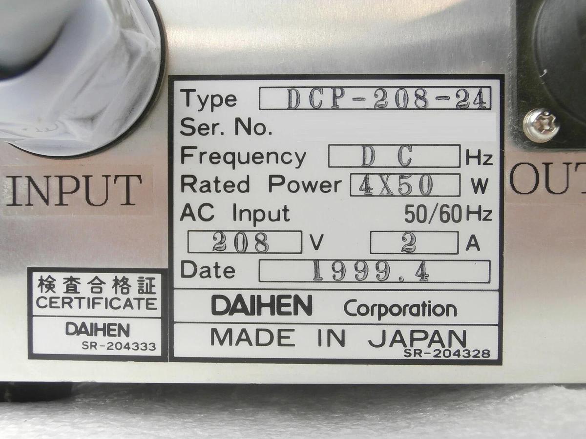Used Daihen DCP-208-24 DC Power Supply AMAT Applied Materials 0190-36252 Working