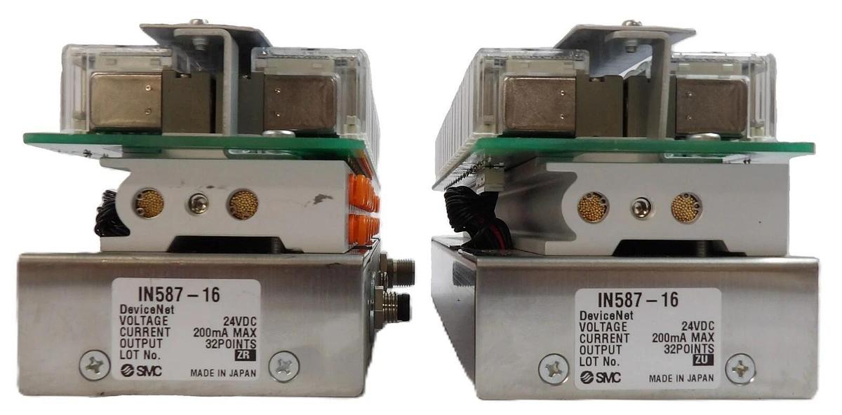 Used SMC IN587-16 32-Point EtherCAT Pneumatic Manifold Lot of 2 Working Surplus