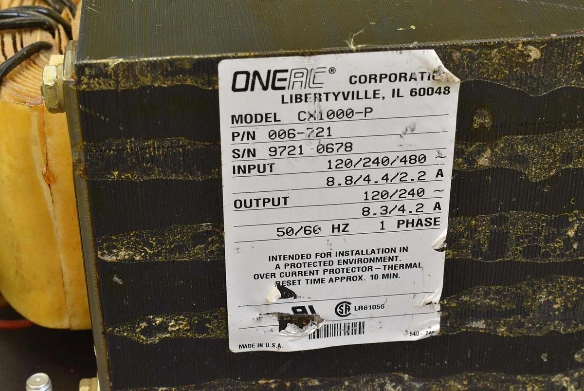 Used ONEAC 006-721 CX1000-P Power Conditioner Transformer Spare Surplus