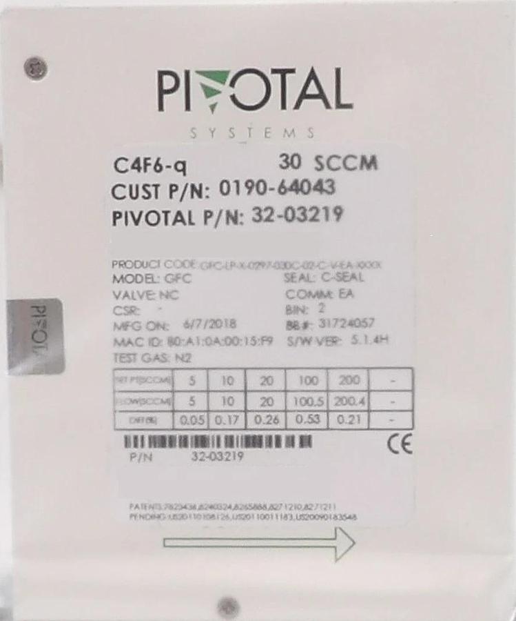 Used Pivotal Systems 32-03219 Mass Flow Controller MFC AMAT 0190-64043 Lot of 5 New