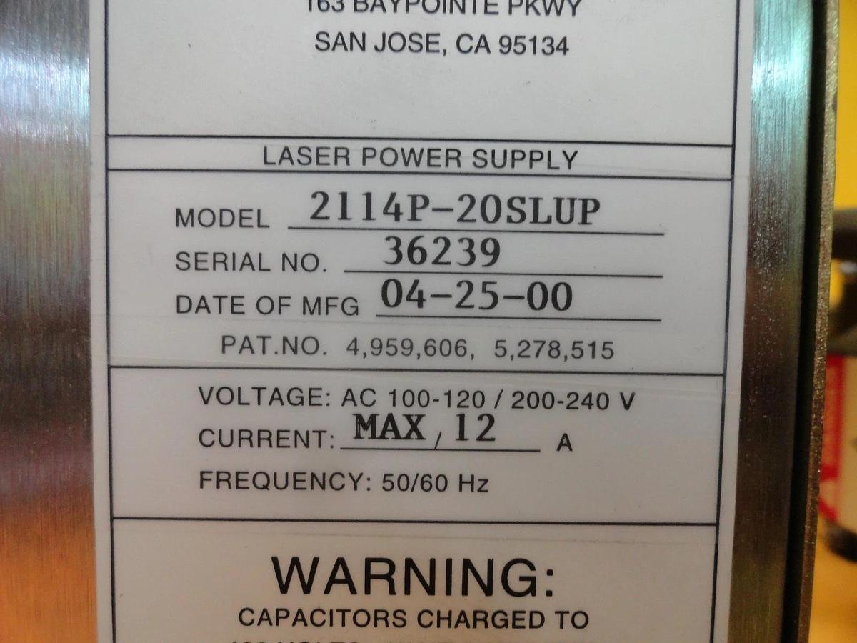 Used JDS Uniphase 2214-20SLUP Laser System 2114P-20SLUP KLA-Tencor 5107 Working