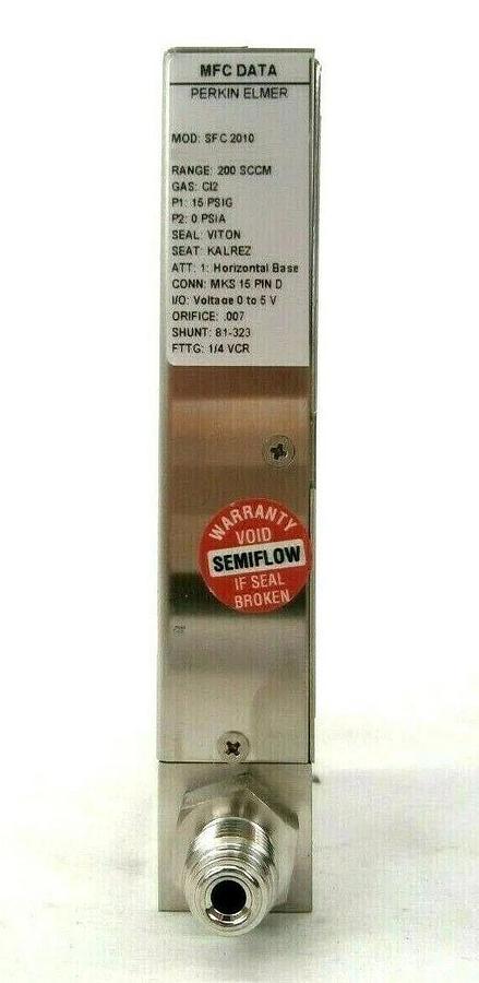 Used Perkin-Elmer SFC 2010 Mass Flow Controller MFC DNA 200 SCCM Cl2 Working Spare