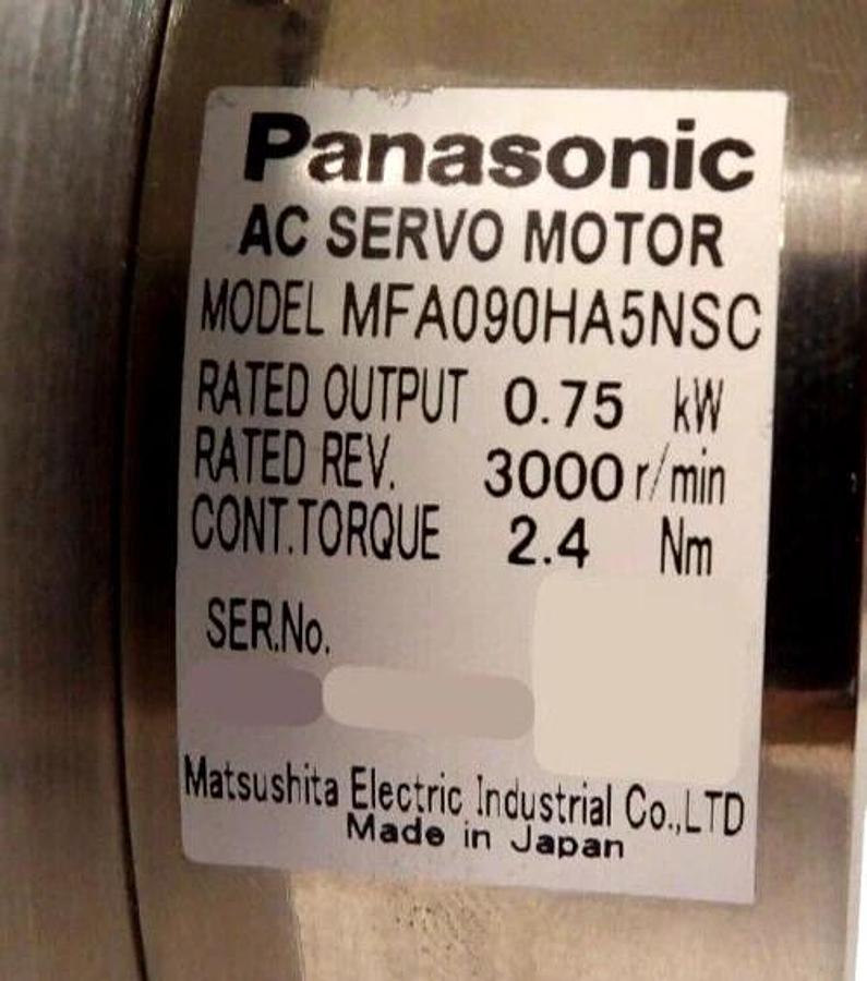 Used Panasonic MFA090HA5NSC Servo Motor TEL 5086-403306-12 Lithius Lot of 2 Working