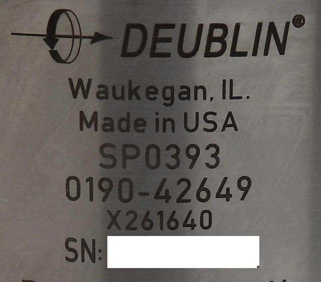 Used Deublin SP0393 Rotary Union Wafer Sputter Assembly Working Surplus