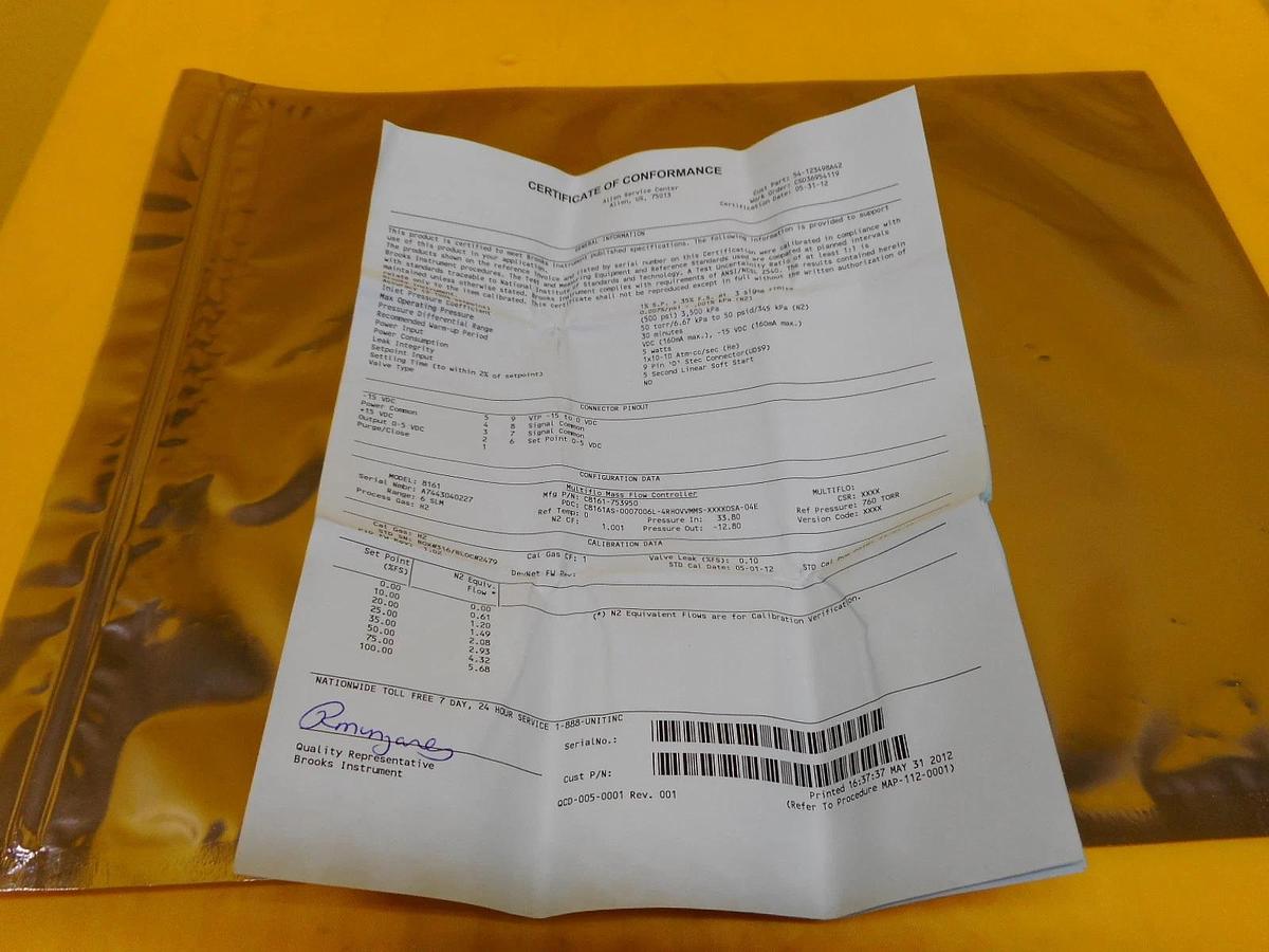 Used UNIT Instruments UFC-8161 Mass Flow Controller 6 SLM H2 ASM 54-123498A42 New