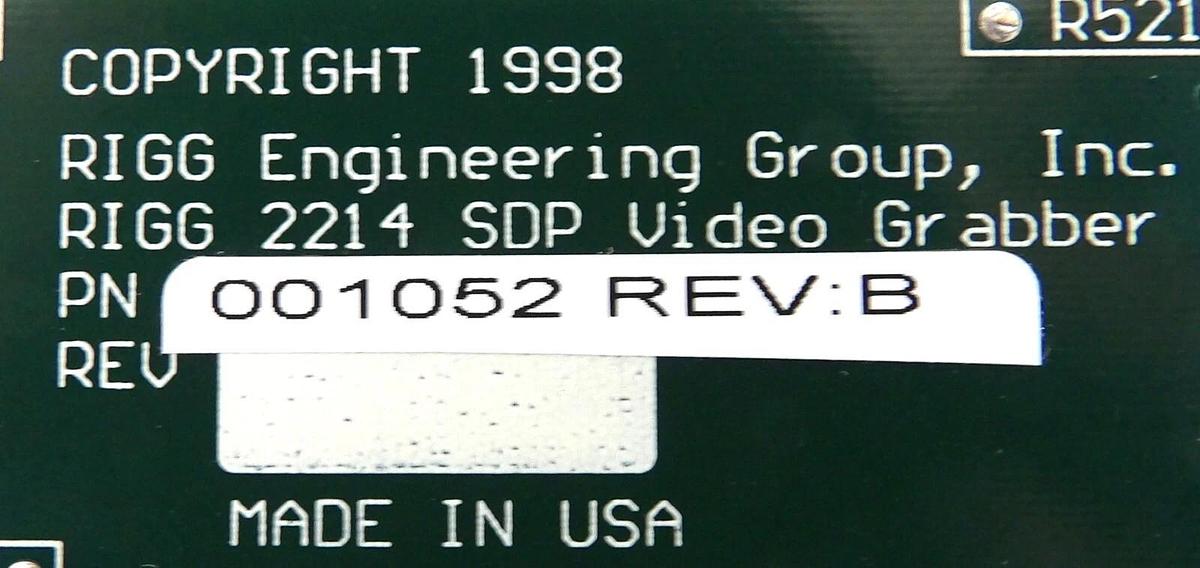Used RIGG Engineering 001052 2214 SDP Video Grabber PCB Nikon NSR Series Working