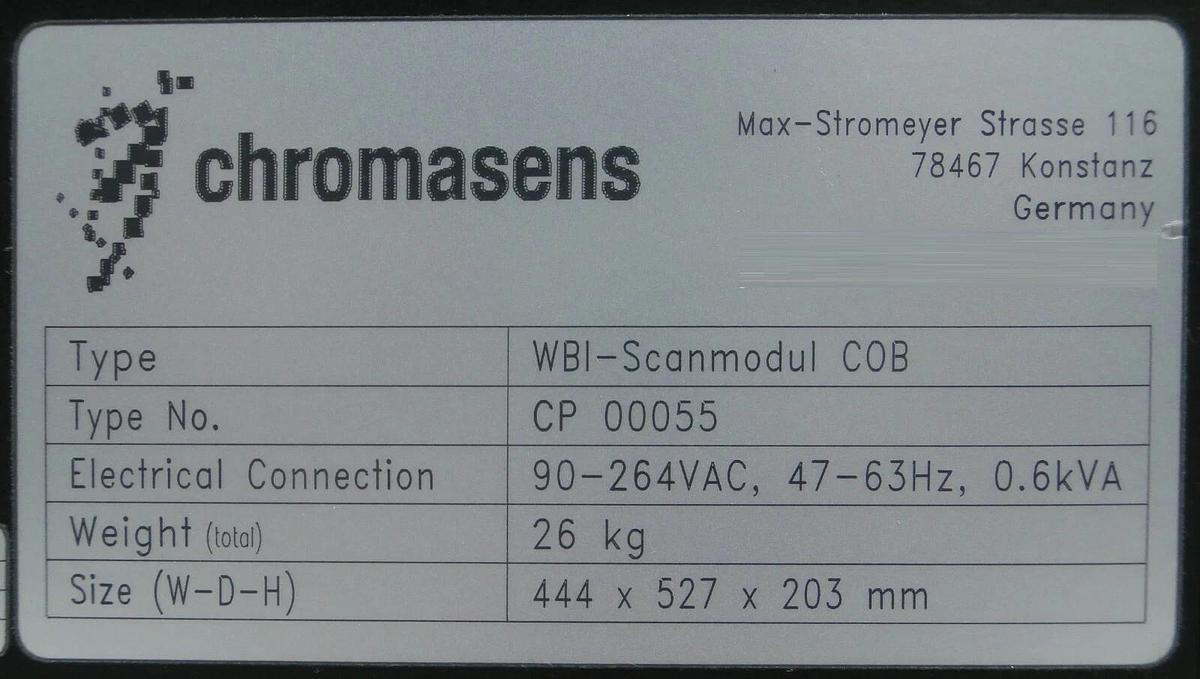 Used Chromasens WBI-Scanmodul COB Wafer Stage CP 00055 KLA-Tencor 11020618106000 Cu