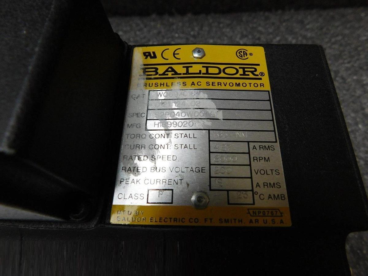 Used BALDOR W069/0164 D121124 02 Brushless AC Servo Motor Used Working