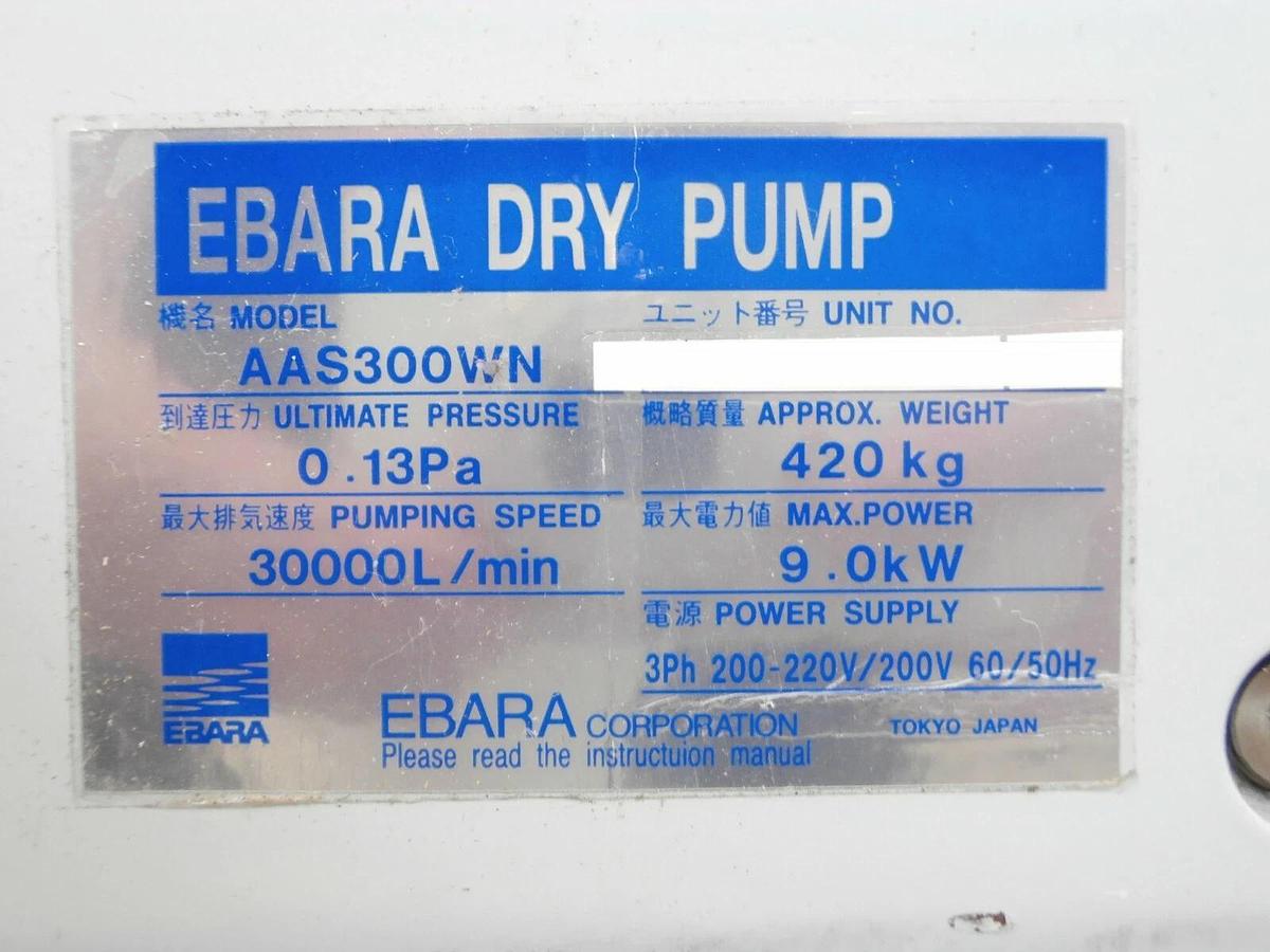 Used Ebara AAS300WN Dry Vacuum Pump AAS Series with Interface 210451B OEM Refurbished