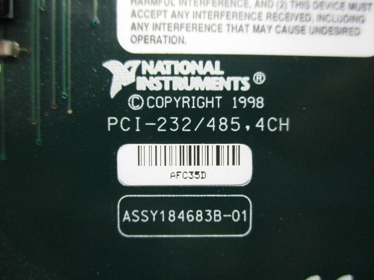 Used National Instruments PCI-232/485.4CH 4-Channel Serial Interface PCB Card Used