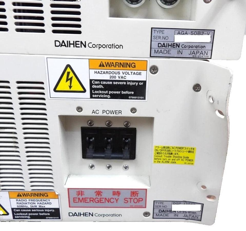 Used Daihen AGA-50B2-V RF Generator DGP-120A2-V TEL 3D80-001479-V2 Tested Working