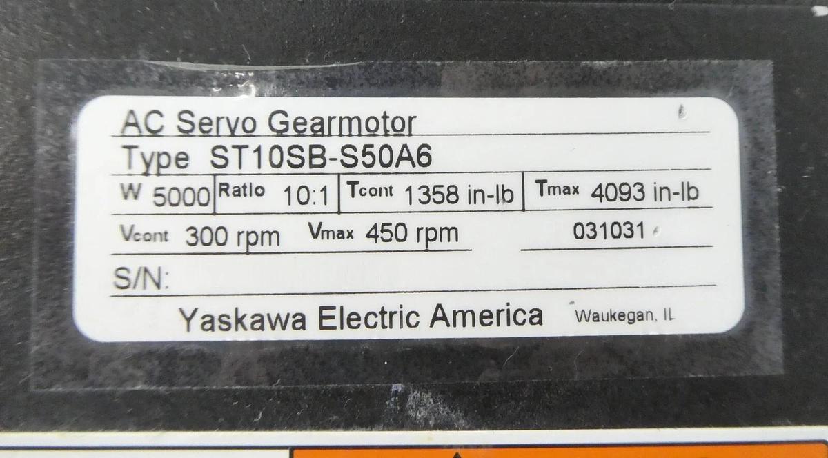 Used Yaskawa Electric SGMS-50A6AB AC Servo Motor Sigma II ST10SB-S50A6 AMAT Working