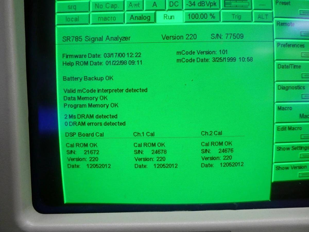 Used Stanford Research Systems SR785 Dual Channel Dynamic Signal Analyzer Surplus
