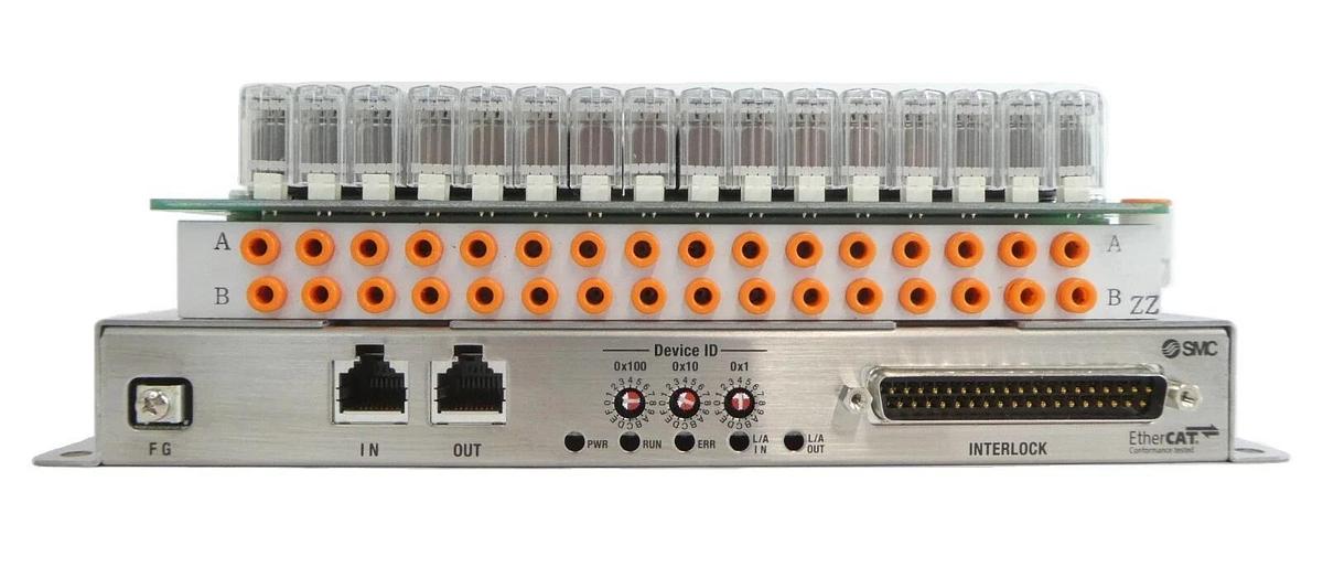 Used SMC IN587-33-1 32-Point EtherCAT Pneumatic Manifold Assembly Working Surplus