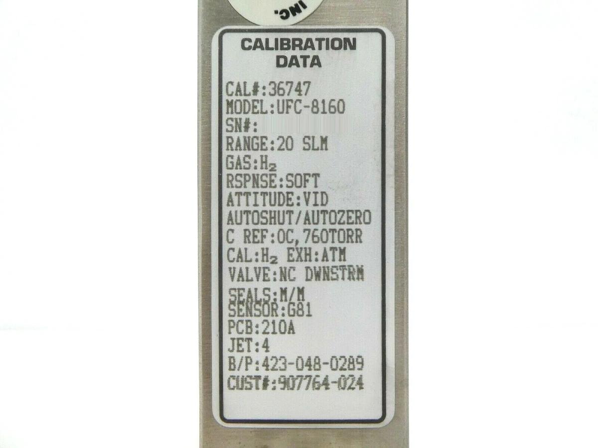 Used UNIT Instruments UFC-8160 Mass Flow Controller MFC 20 SLM H2 Working Spare