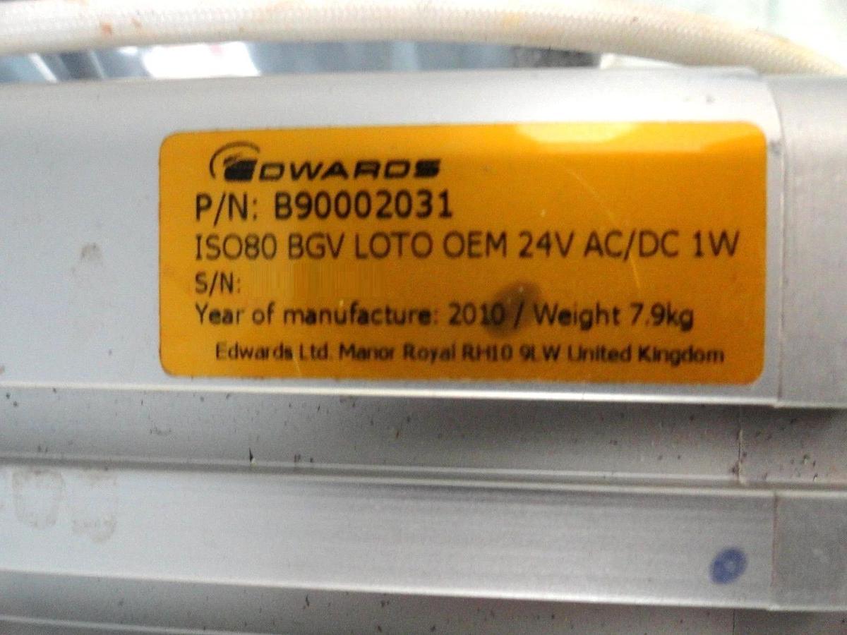 Used VAT 09038-PE44-AB01 Pneumatic Gate Valve BGV LOTO Edwards B90002031 Working