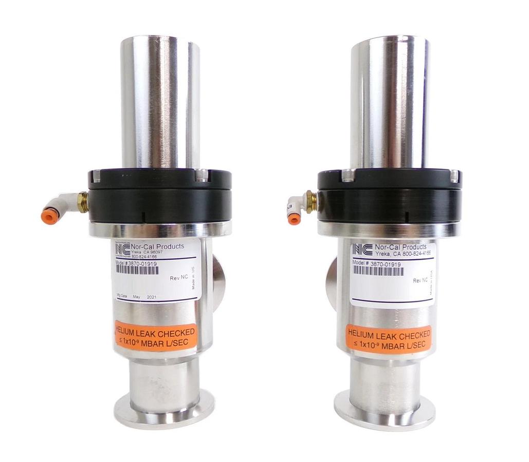 Used Nor-Cal Products 3870-01919 Pneumatic Angle Valve AMAT Reseller Lot of 2 Working