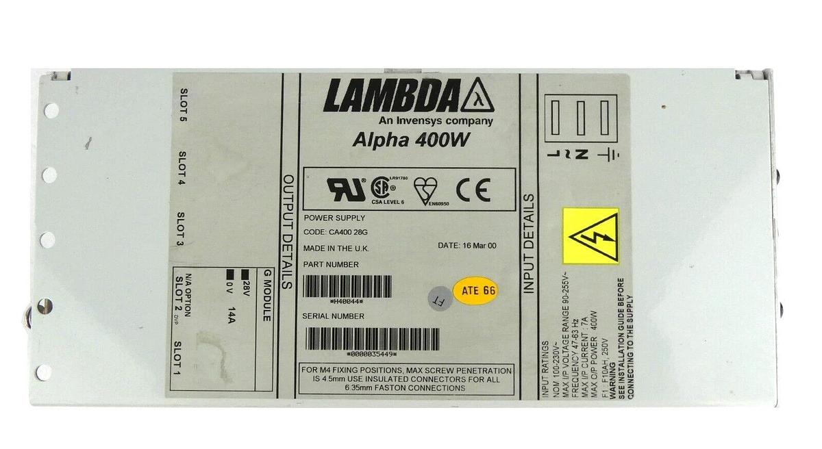Used Lambda H40044 Power Supply Alpha 400W CA400 28G Working Surplus